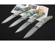 Abalone handle Damascus steel blade folding knife collection knife UD40920